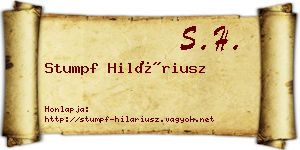 Stumpf Hiláriusz névjegykártya